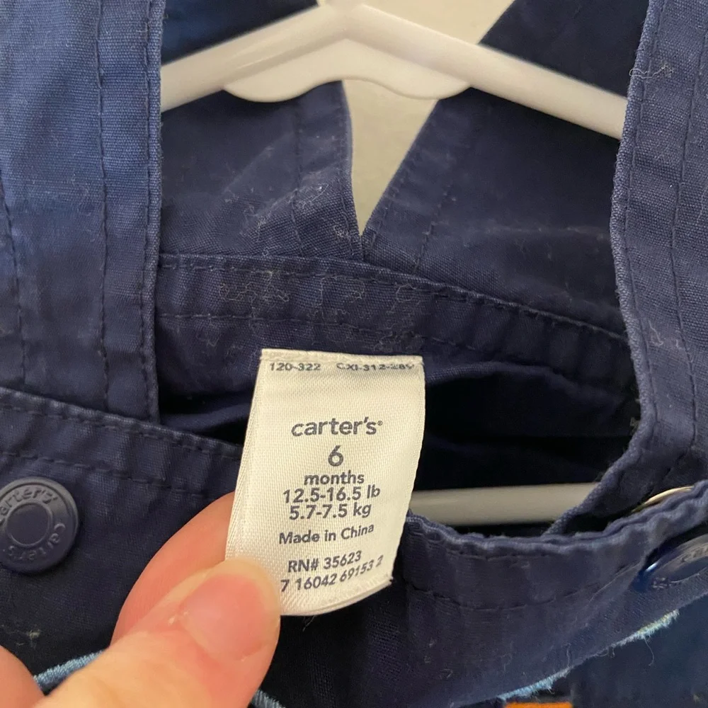 NWOT Carter’s baby boy’s whale patch navy‎ blue khaki overall jumper 6 months